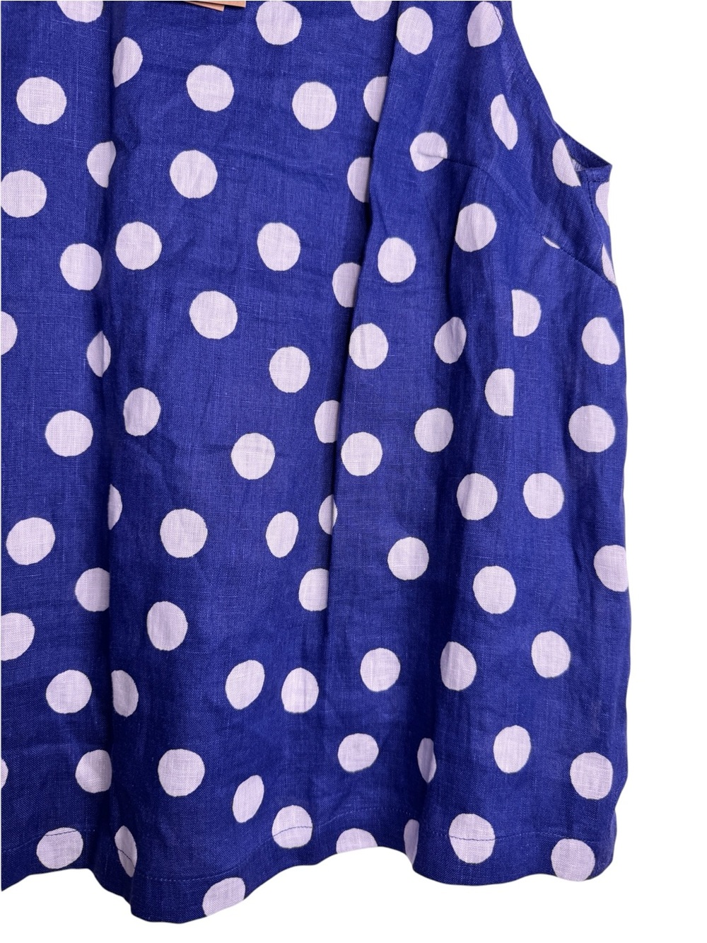 BODEN NWT Polka Dot Linen Sleeveless Shell Size US 14 in Blue Dot - Picture 6 of 14